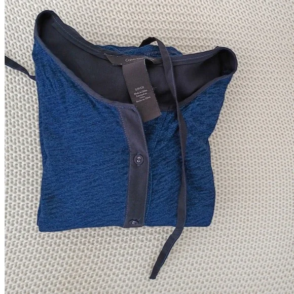 Calvin Klein Jeans Womens Navy Blue Henley Drawstring Waist Dress S -100% Cotton - Picture 8 of 8